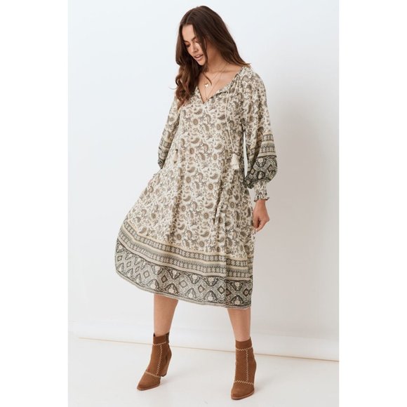 Spell & The Gypsy Collective NWT Puff Sleeve Boho Floral Dress Medium - Picture 1 of 9